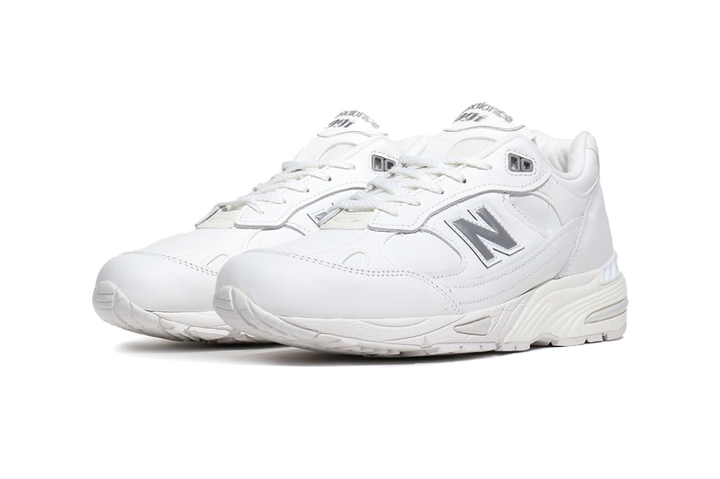 New Balance All-White Premium Leather M991TW ABZORB Midsole White Colorway Lightweight 991 EVA Dupont Engage Isoprene Rubber 