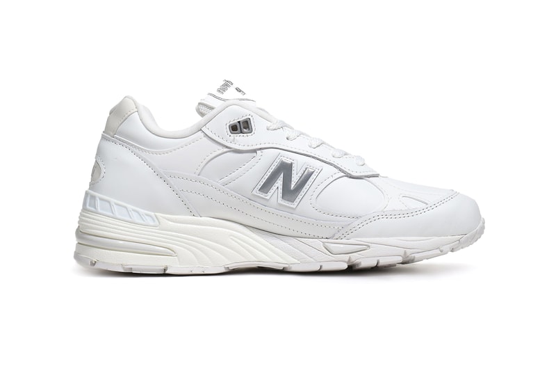 New Balance All-White Premium Leather M991TW ABZORB Midsole White Colorway Lightweight 991 EVA Dupont Engage Isoprene Rubber 