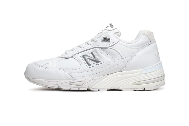 New Balance All-White Premium Leather M991TW ABZORB Midsole White Colorway Lightweight 991 EVA Dupont Engage Isoprene Rubber 