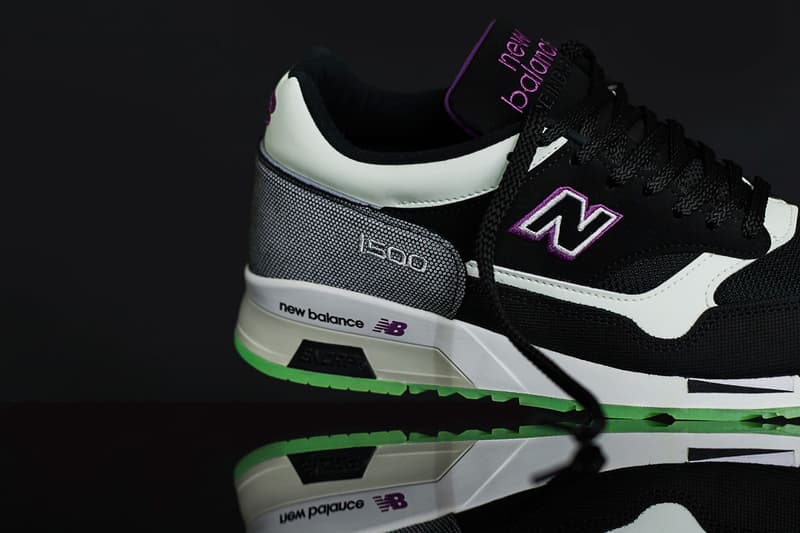 New Balance Drops Glow-in-the-Dark 1500 Trainers Made In England 1989 N Logo Reflective Heel Mesh Suede Upper Black Laces Phosphorescent Neon Green Sole