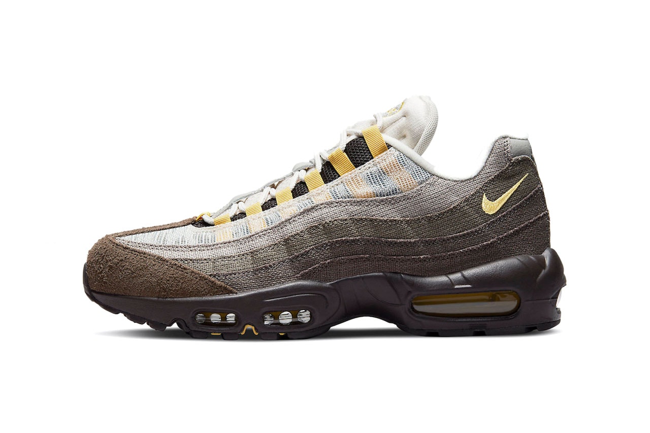 Nike Multicolor Air Max 95 Ironstone Sergio Lozano Brown Suede Mesh Overlay Yellow Eye Stays Tiered Side Paneling 