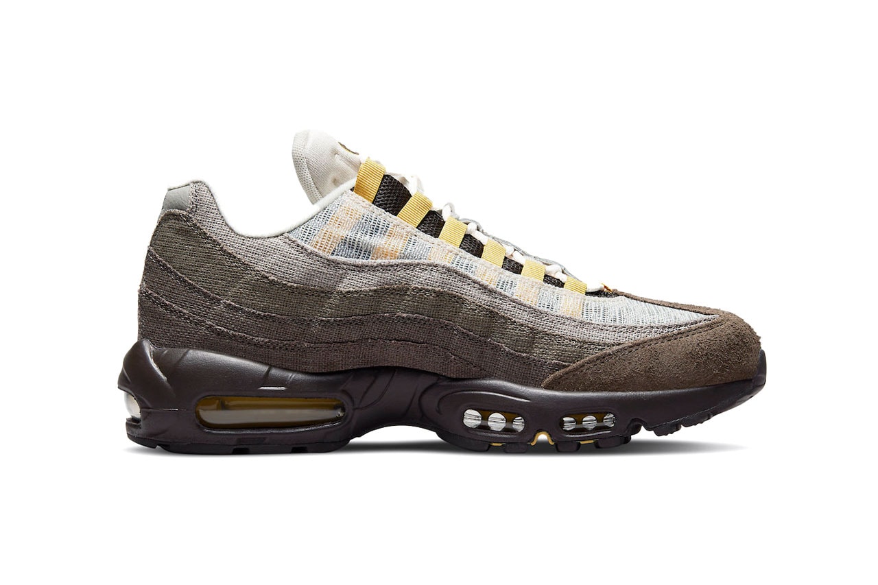 Nike Multicolor Air Max 95 Ironstone Sergio Lozano Brown Suede Mesh Overlay Yellow Eye Stays Tiered Side Paneling 