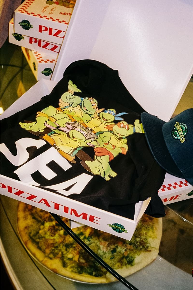 WIND AND SEA Teenage Mutant Ninja Turtles PIZZATIME! PIZZATIME! Tokyo Harajuku Japan Nakameguro Osaka Pizza Plates Napkins Comic Book Nickelodeon Apparel Hoodies T-shirts Long Sleeve Skateboard Deck Kevin Eastman Peter Laird