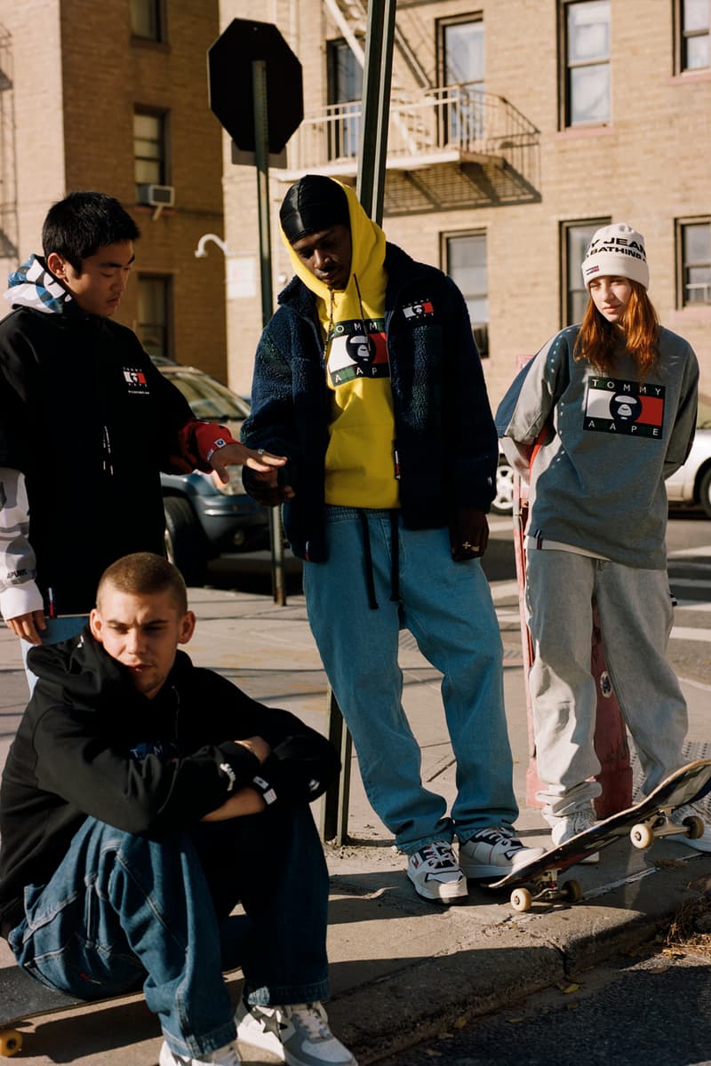 Tommy x AAPE Drops Winter Apparel Collection Tommy Jeans Skateboard Hoodie Beanie Skate Culture AAPE by A Bathing Ape Brandon Scott James Lucinda Jacobson Hank Korsan