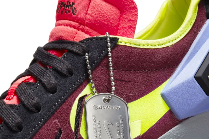 Official Look at the ACRONYM x Nike Blazer Low night maroon neon yellow lilac black glow in the dark green cutout foam calligraphy shuriken sneaker release date info price