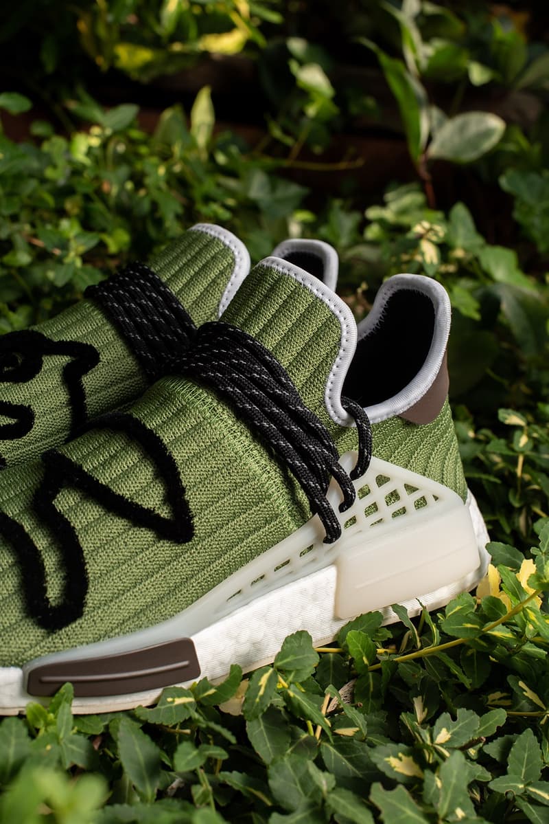 adidas Originals x Pharrell Williams HU NMD Billionaire Boys Club GZ1664 Running Dog Olive Green Release Information Drops CONFIRMED