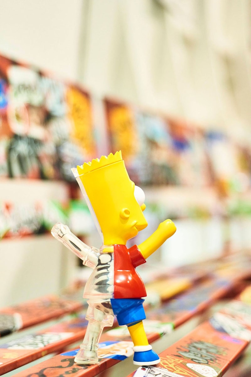 atmos and SECRET BASE Collaborate With The Simpsons For Special-Edition Bart Figure X-Ray Bart skeleton soft vinyl figure raffle release info