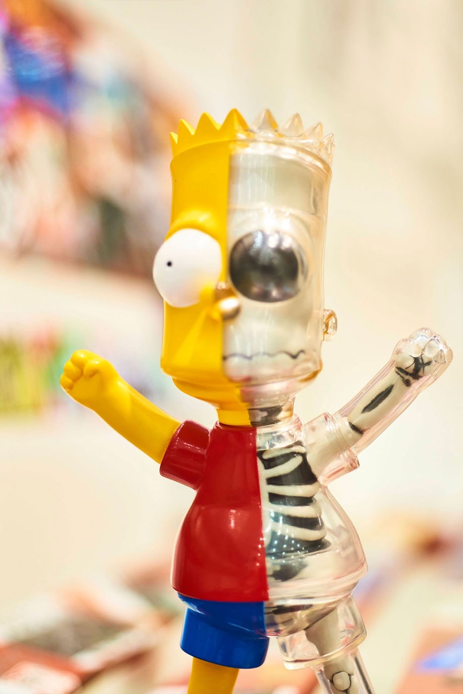 atmos and SECRET BASE Collaborate With The Simpsons For Special-Edition Bart Figure X-Ray Bart skeleton soft vinyl figure raffle release info