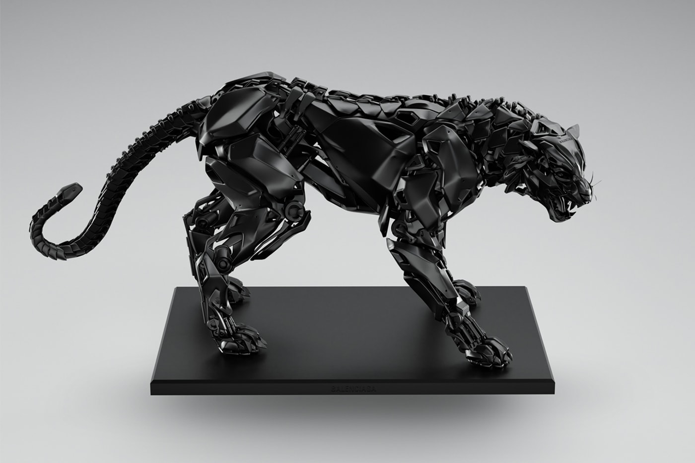 Balenciaga Releases Tiger Sculpture in Black Objects black brass gloss mechanical platform futuristic nik kosmas release info price display