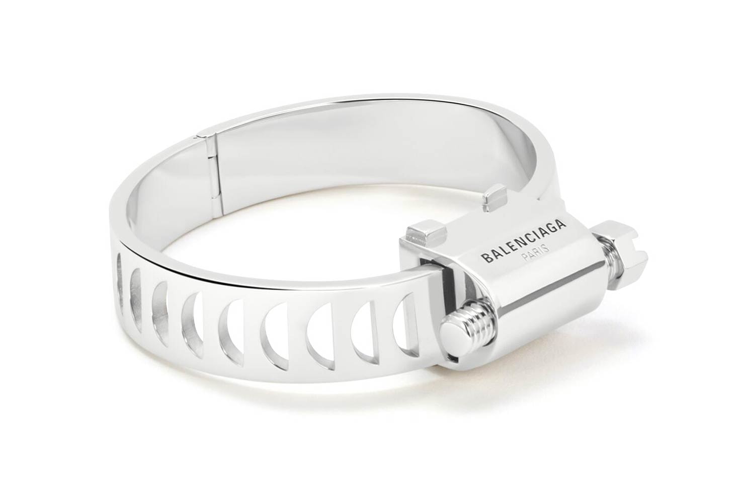 Balenciaga silver Tool Bracelet hose clamp Release industrial accessories jewelry France Italy design fashion silver 925