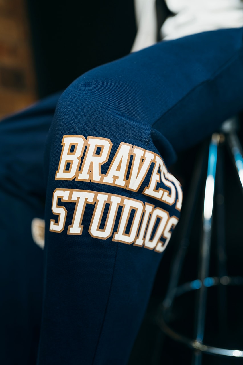 bravest studios escapism collection varsity jacket parka sweatpants boxy tee basketball socks shorts french terry release info date store list buying g