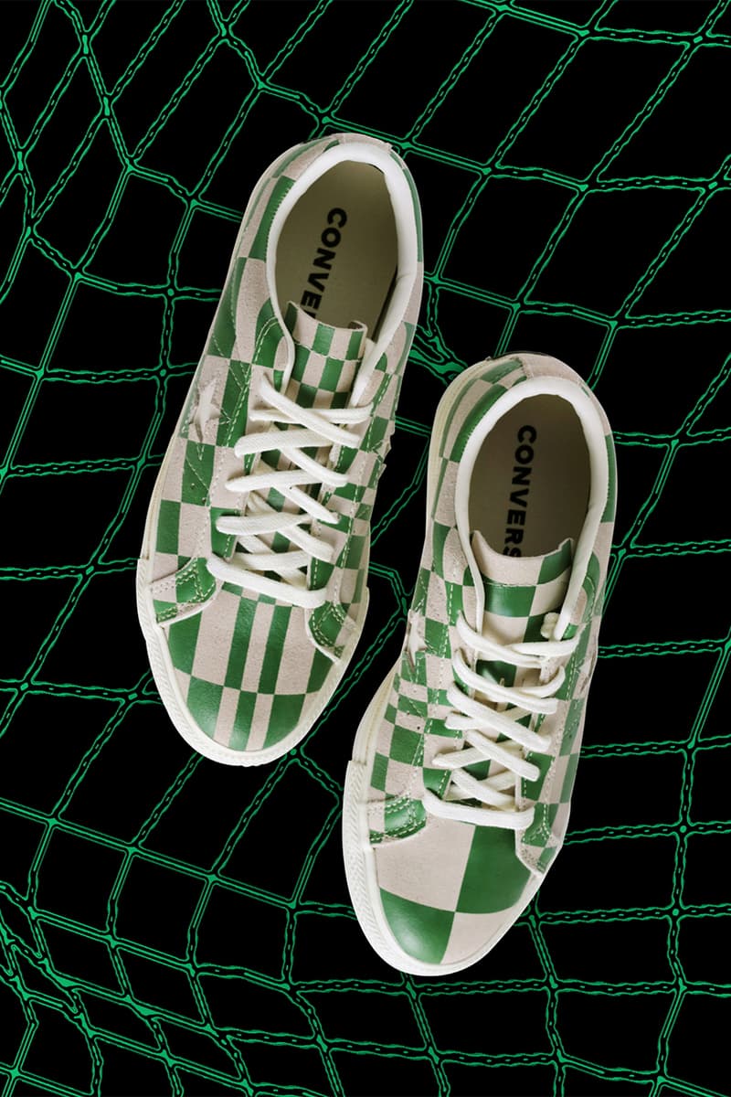 Converse One Star Warped Checkerboard Prints 90s underground club culture green white black egret diamond sole release info date price