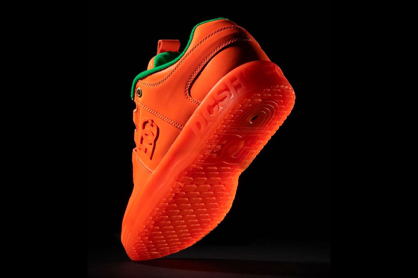 Carrots Reveals Collaboration With DC Shoes bright orange green skate shoes hoodies sweatshirt sweatpants snapback cap release info
