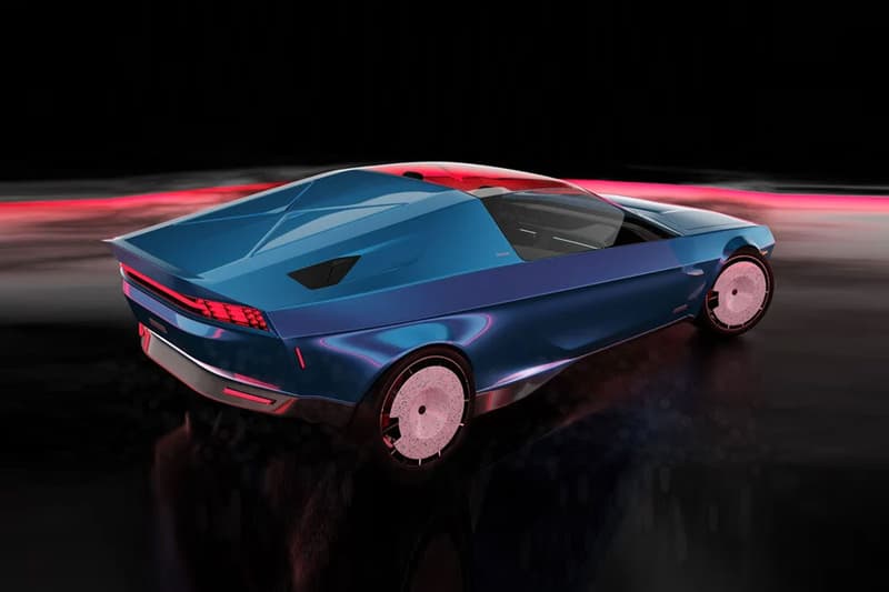 Designer Reimagines DMC Delorean e Onkar H no door concept car guigiaro all electric back to the future electric blue steel grey modern take two-seater