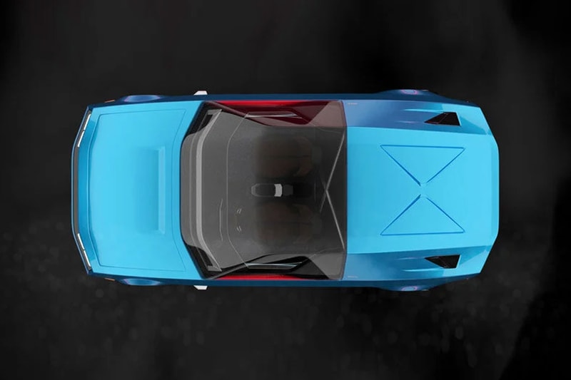 Designer Reimagines DMC Delorean e Onkar H no door concept car guigiaro all electric back to the future electric blue steel grey modern take two-seater