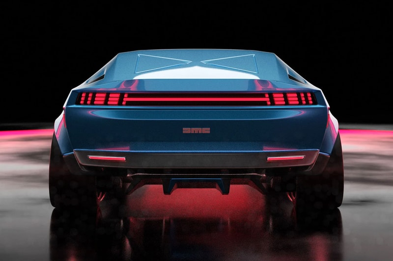 Designer Reimagines DMC Delorean e Onkar H no door concept car guigiaro all electric back to the future electric blue steel grey modern take two-seater