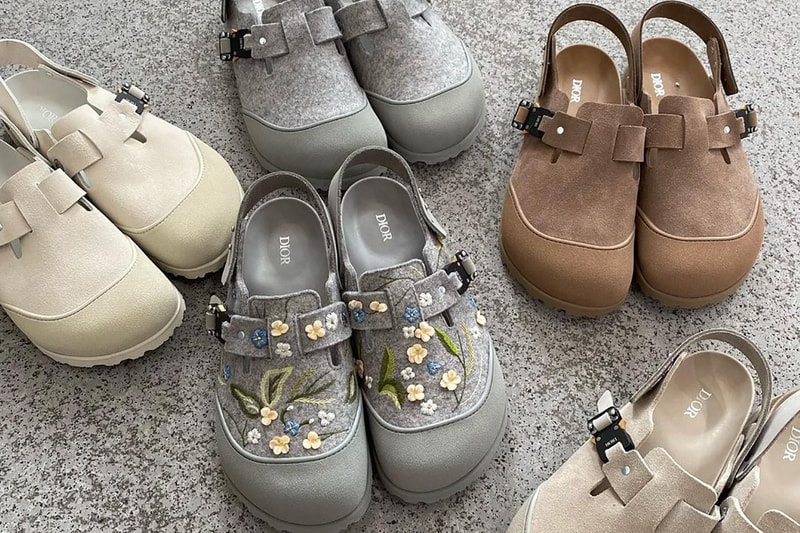 dior birkenstock grey beige brown floral collaboration winter 2022 release info store list buying guide photos price 