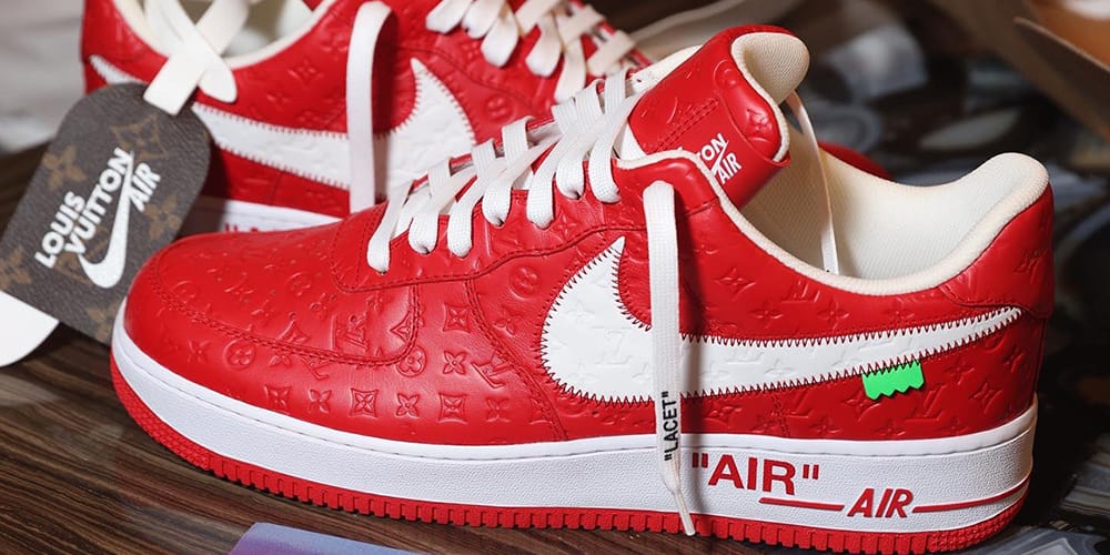 white and red air force 1's