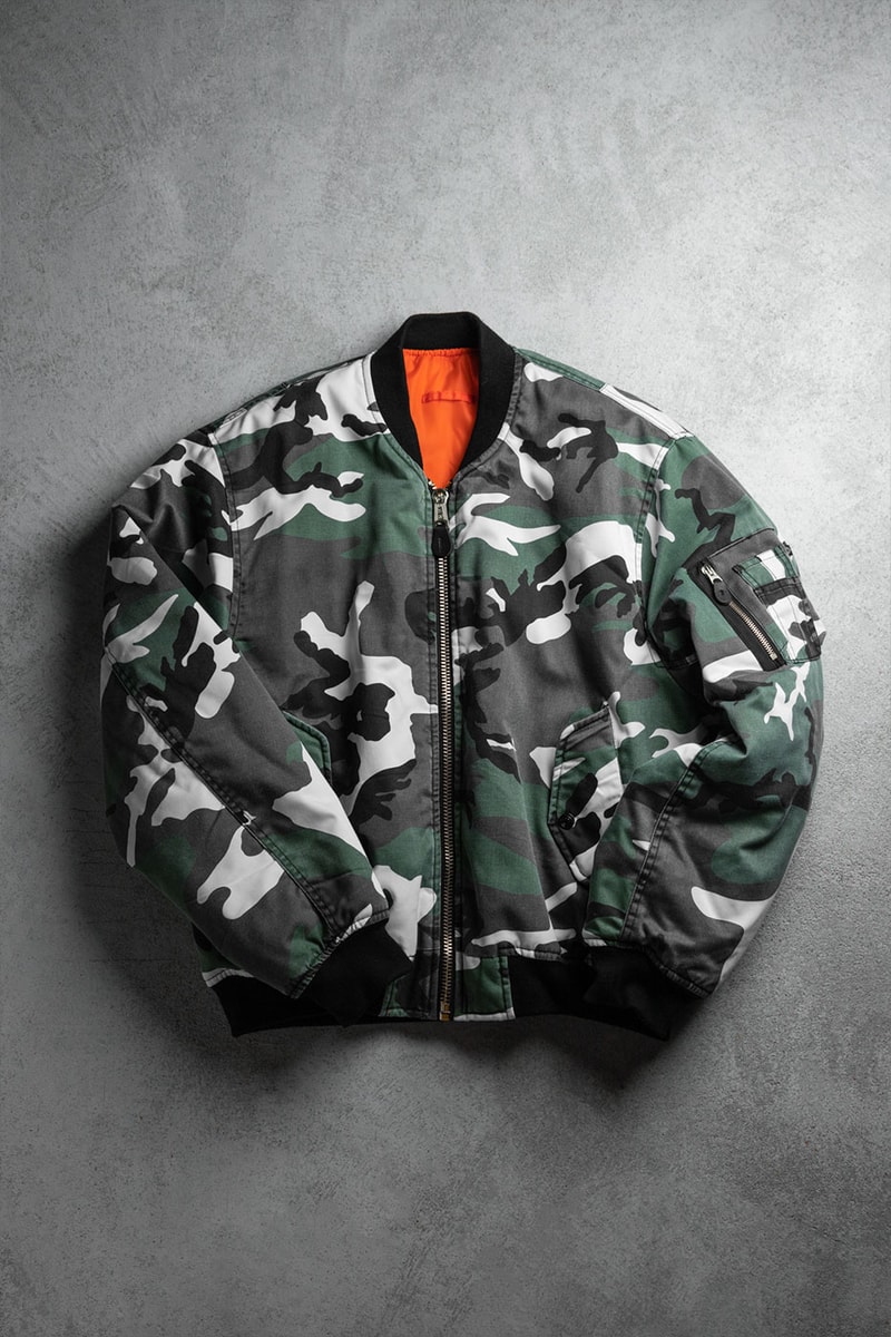 FOSTEX GARMENTS Urban Camouflage MA1 Jacket Release HBX Buy Price InfoRaf Simons 1017 ALYX 9SM Special Limited Edition Rare Color 90s Green White Black Brown knit ribbing