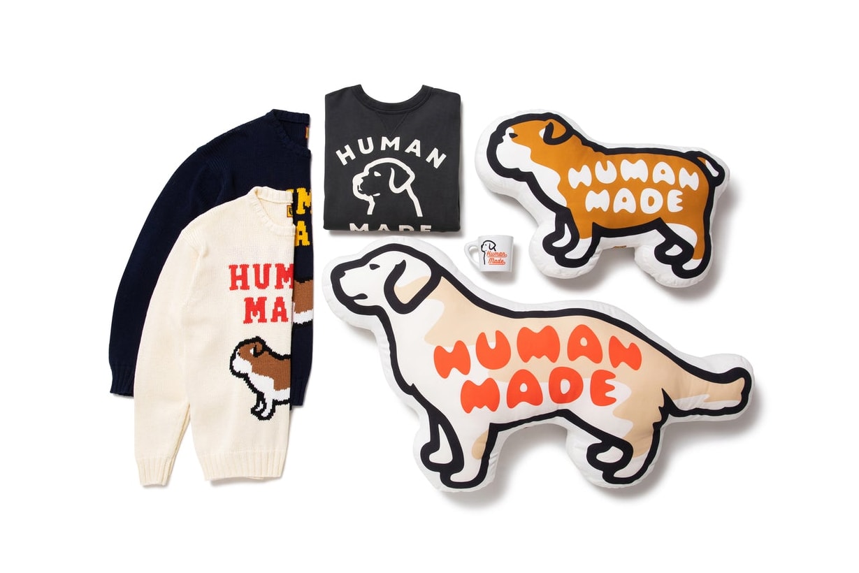 HUMAN MADE Introduces DOG character socks mugs cushions loose knit sweater bulldog golden retriever vintage Capsule Collection 