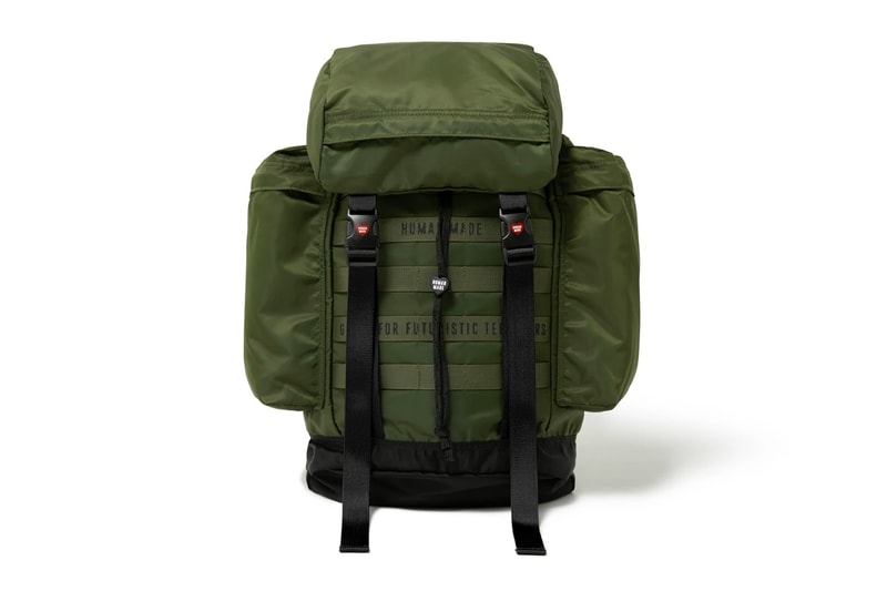 Human made military bag season 23 embroidered badges backpack tote mini tote pouches green release info