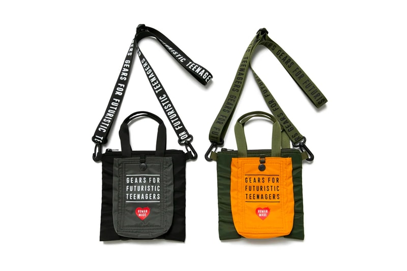Human made military bag season 23 embroidered badges backpack tote mini tote pouches green release info