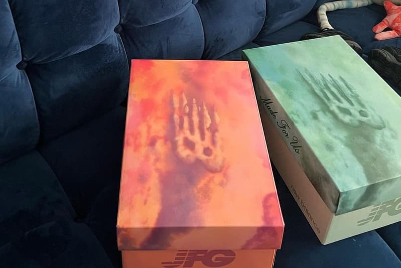 Joe Freshgoods Teases New Balance 993 Collab orange green box jfg NB cloud hand skeleton shhh be quiet our imaginations are speaking april release info