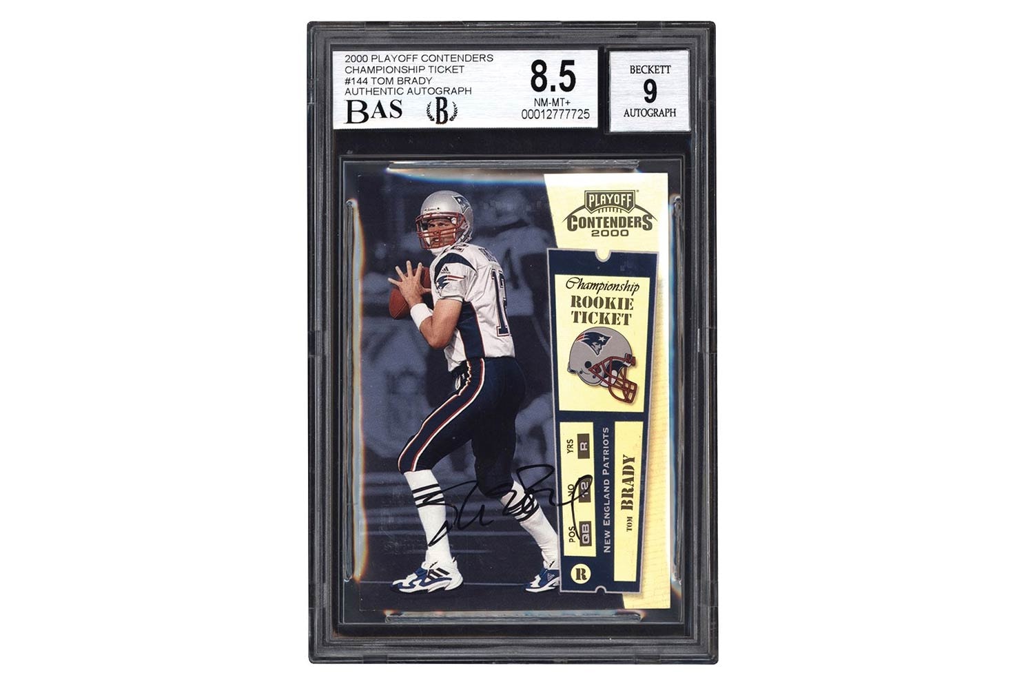 Lelands Tom Brady Rookie Card auto 2000 Playoff Contenders Championship Ticket BGS 8.5 auction sports cards collectibles 