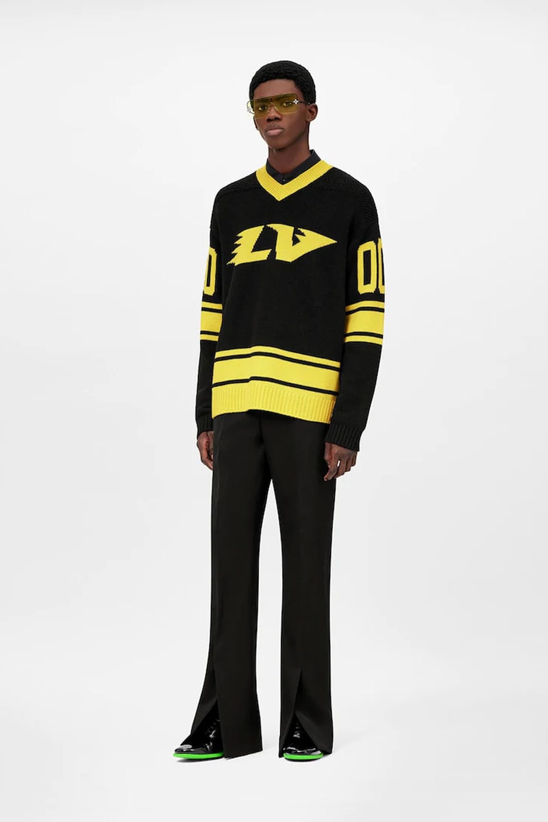Louis Vuitton Releases American Football-Inspired Apparel Just in Time for the End of the NFL Season virgil abloh sportswear chic influence intarsia knitwear los angeles chargers