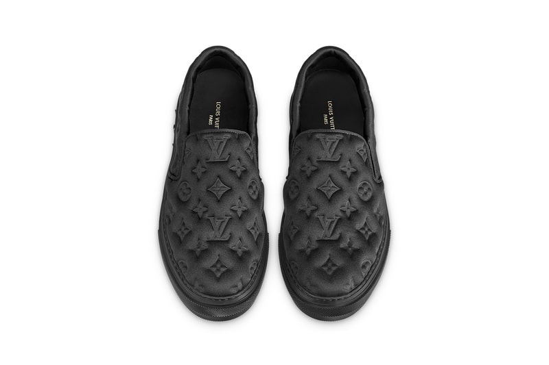 louis vuitton ollie slip on sneaker skateboarding black monogram pattern