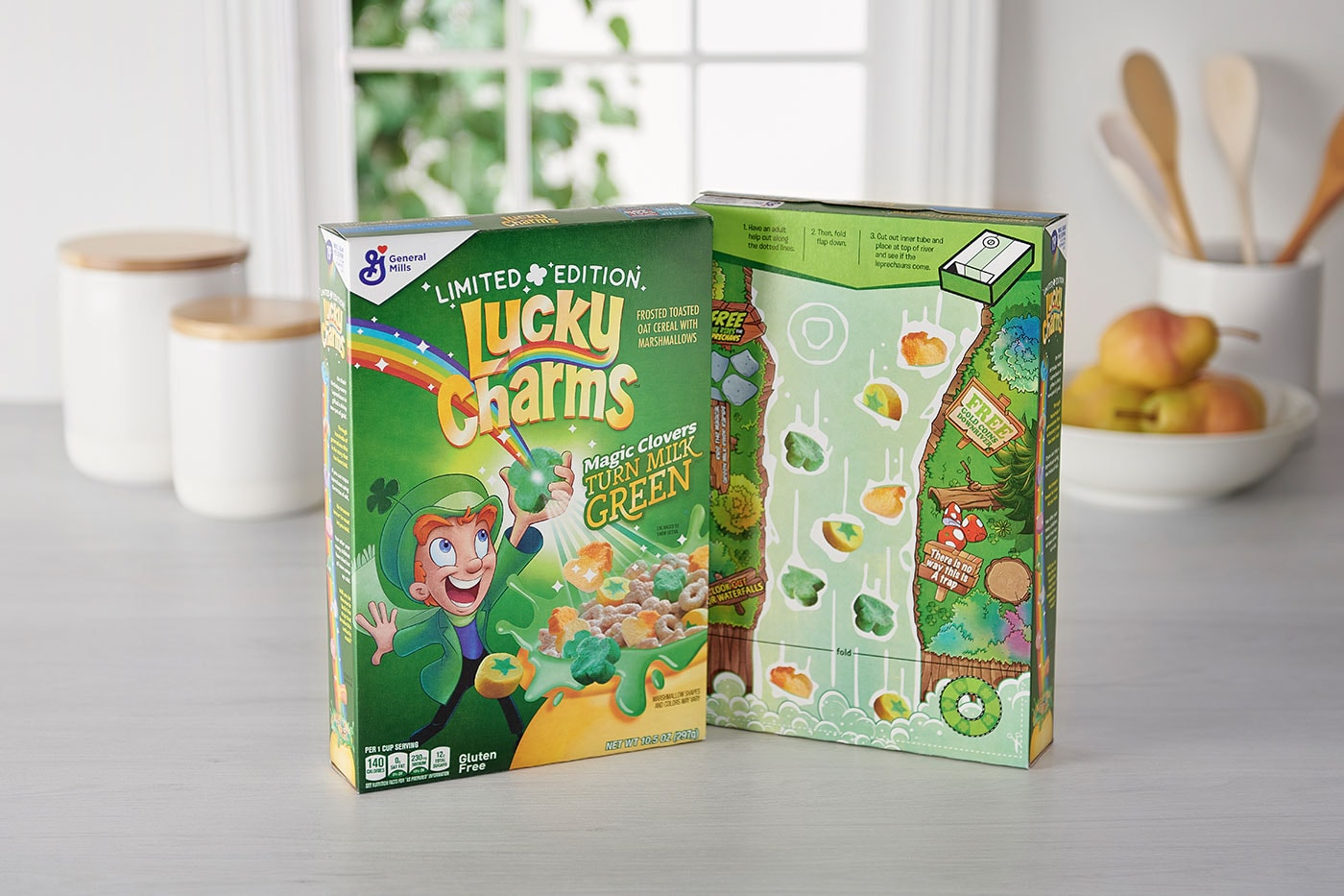 Lucky Charms Limited-Edition St. Patrick's Day green milk turn traps and treats Cereal leprachaun trap available january usd price release info