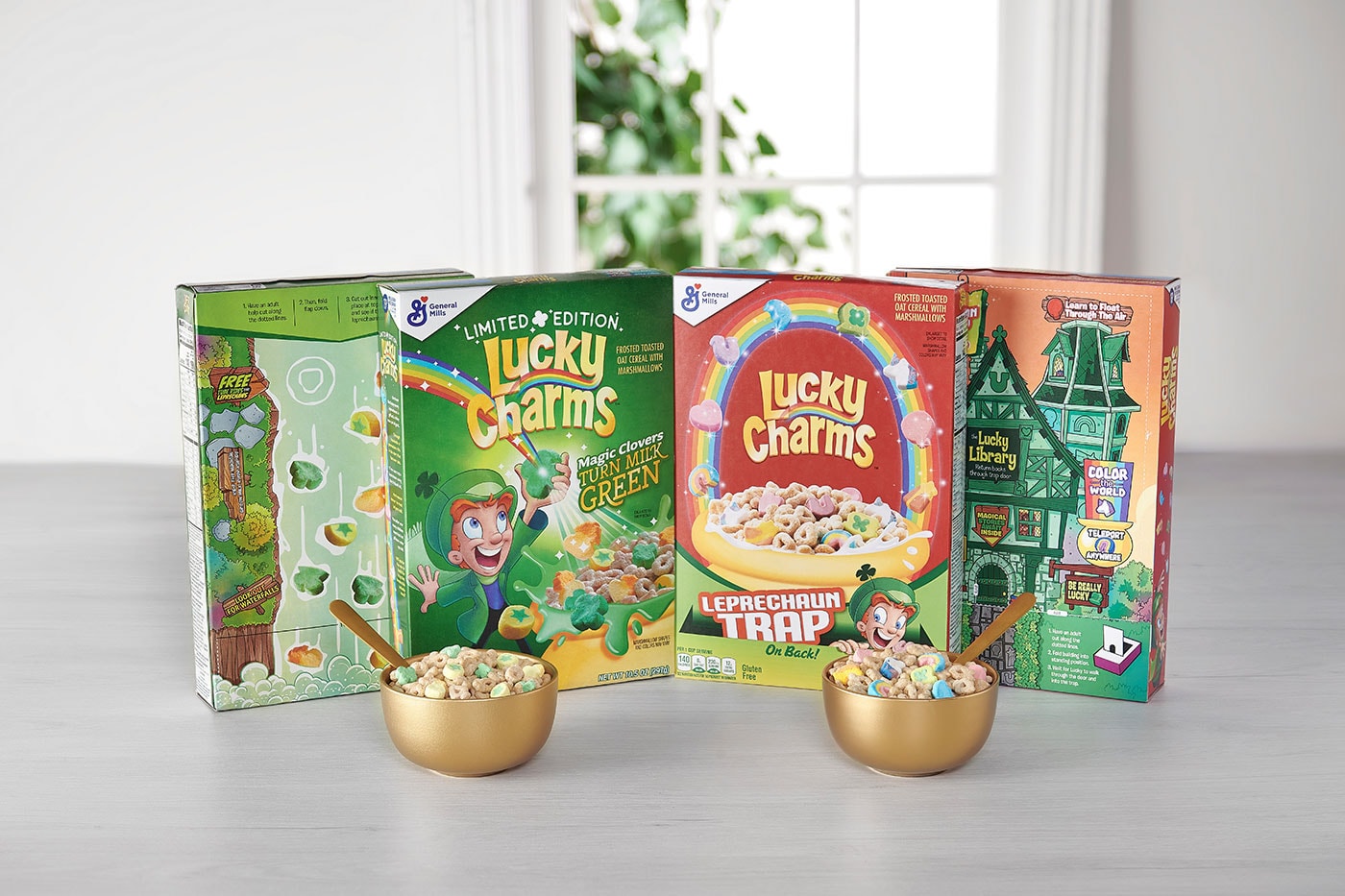Lucky Charms Limited-Edition St. Patrick's Day green milk turn traps and treats Cereal leprachaun trap available january usd price release info