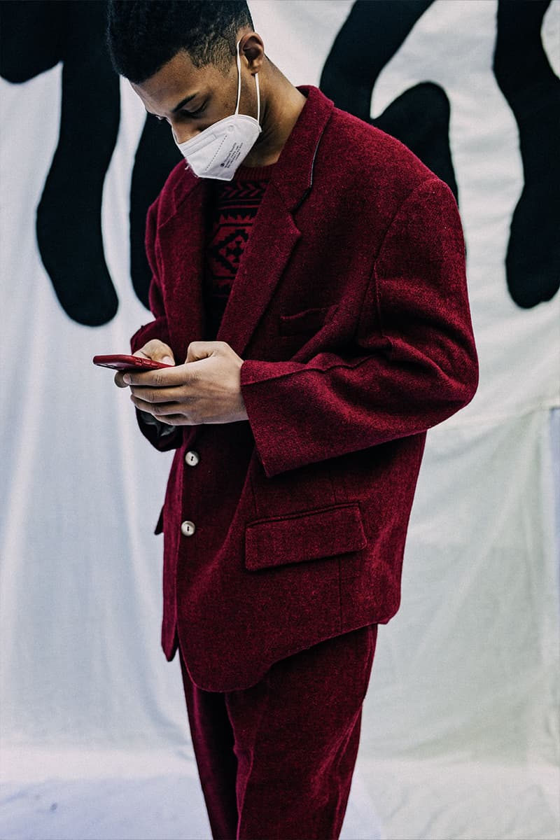 Milan Men's Fashion Week FW22 Street Style Served Coziness in Standout Patterns and Baggy Silhouettes fendi prada comme des garcons jw anderson