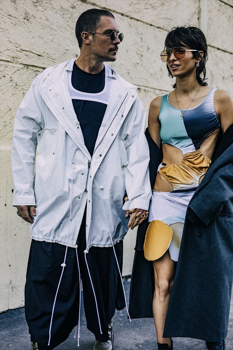 Milan Men's Fashion Week FW22 Street Style Served Coziness in Standout Patterns and Baggy Silhouettes fendi prada comme des garcons jw anderson