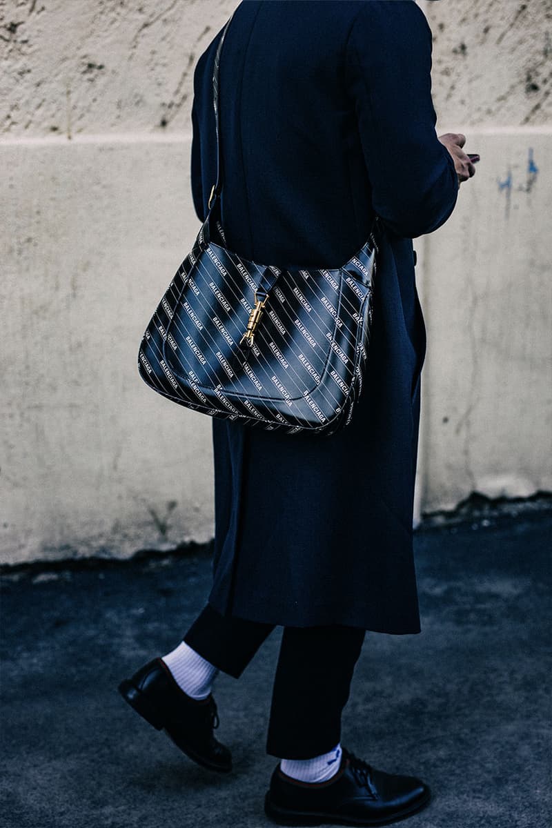 Milan Men's Fashion Week FW22 Street Style Served Coziness in Standout Patterns and Baggy Silhouettes fendi prada comme des garcons jw anderson