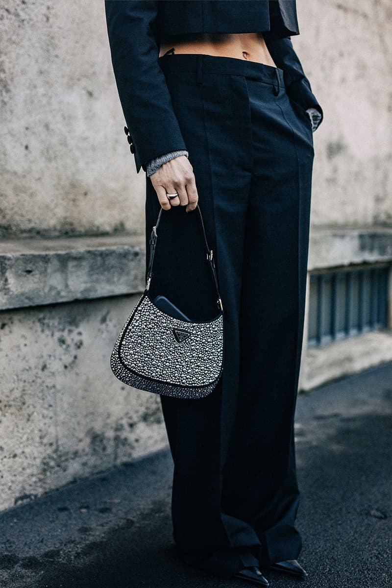 Milan Men's Fashion Week FW22 Street Style Served Coziness in Standout Patterns and Baggy Silhouettes fendi prada comme des garcons jw anderson