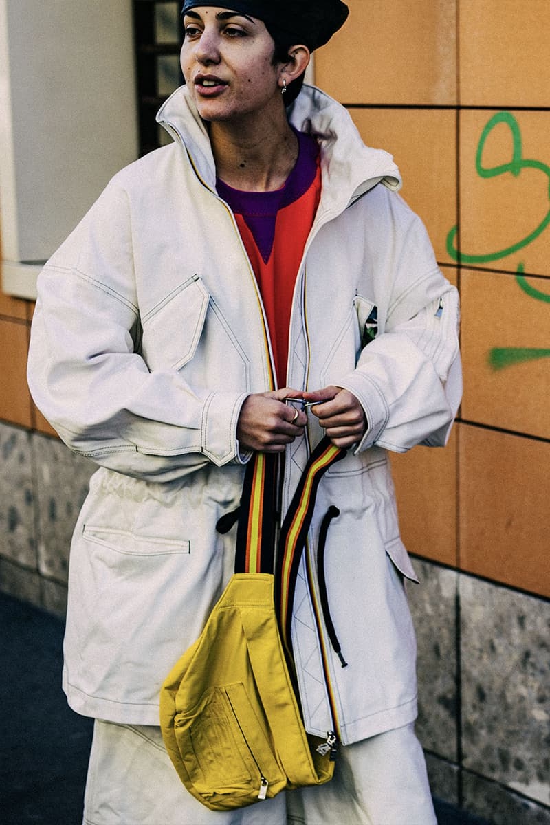 Milan Men's Fashion Week FW22 Street Style Served Coziness in Standout Patterns and Baggy Silhouettes fendi prada comme des garcons jw anderson