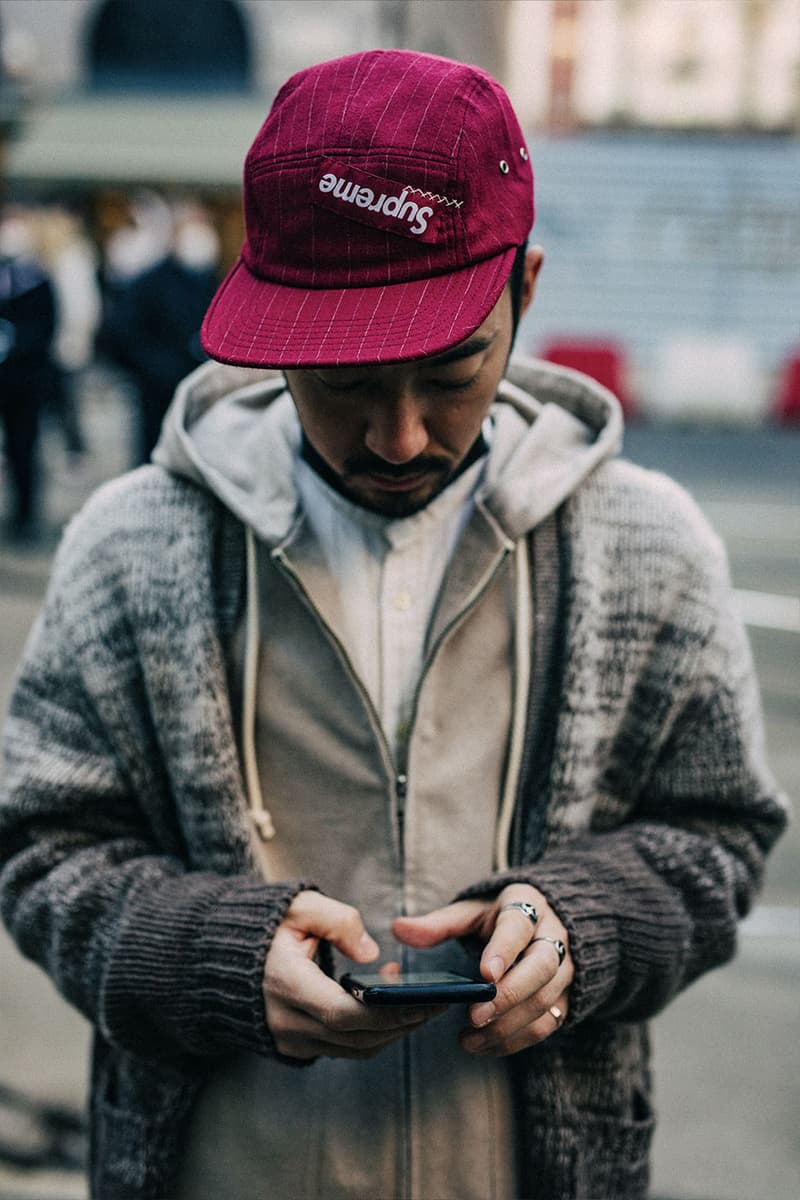 Milan Men's Fashion Week FW22 Street Style Served Coziness in Standout Patterns and Baggy Silhouettes fendi prada comme des garcons jw anderson