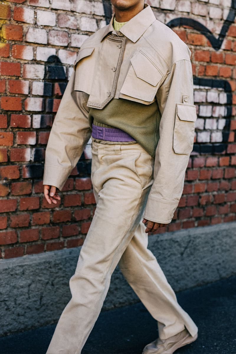 Milan Men's Fashion Week FW22 Street Style Served Coziness in Standout Patterns and Baggy Silhouettes fendi prada comme des garcons jw anderson