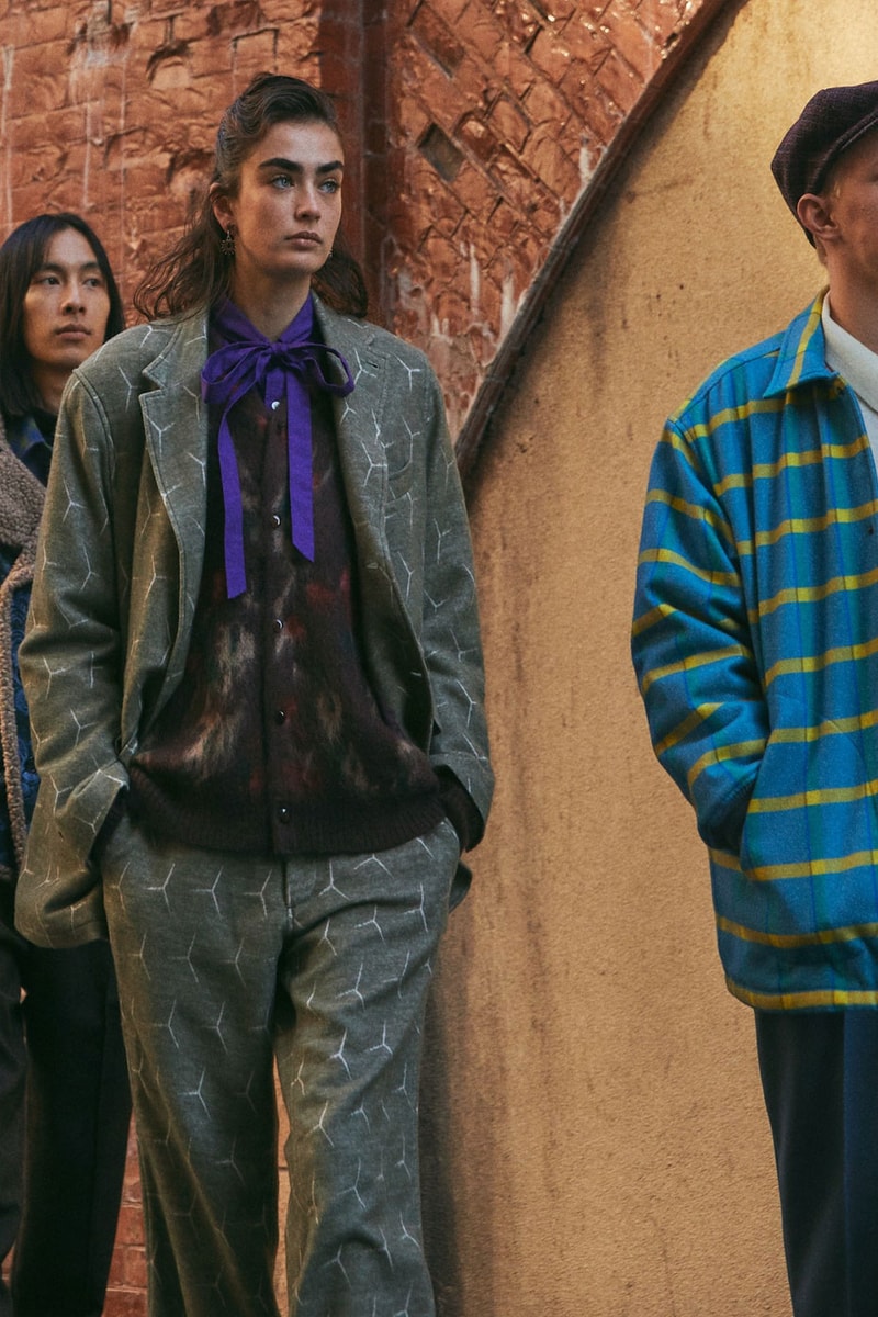 Needles fall winter 2022 lookbook jacquard checked ogee broacde print suits hats jackets tracksuits fur caps baker hats  imagesrelease info 