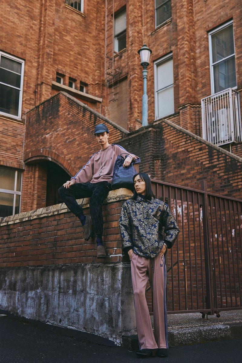 Needles fall winter 2022 lookbook jacquard checked ogee broacde print suits hats jackets tracksuits fur caps baker hats  imagesrelease info 