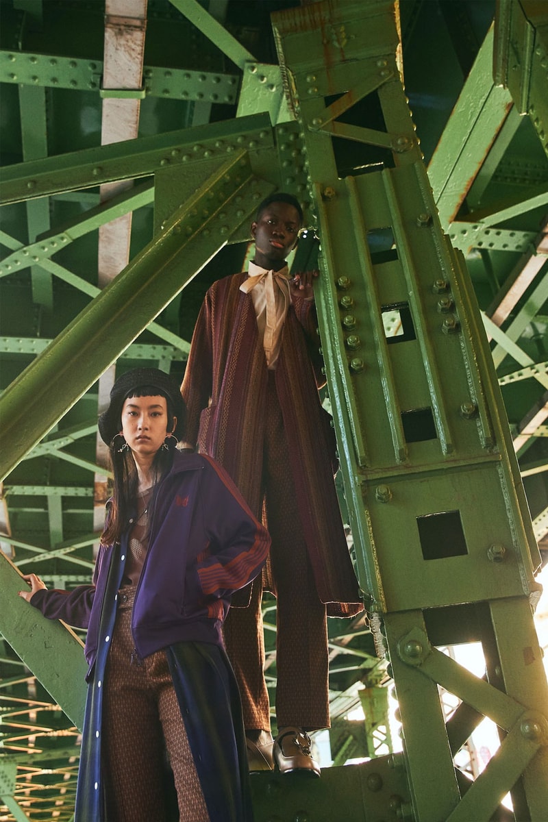 Needles fall winter 2022 lookbook jacquard checked ogee broacde print suits hats jackets tracksuits fur caps baker hats  imagesrelease info 