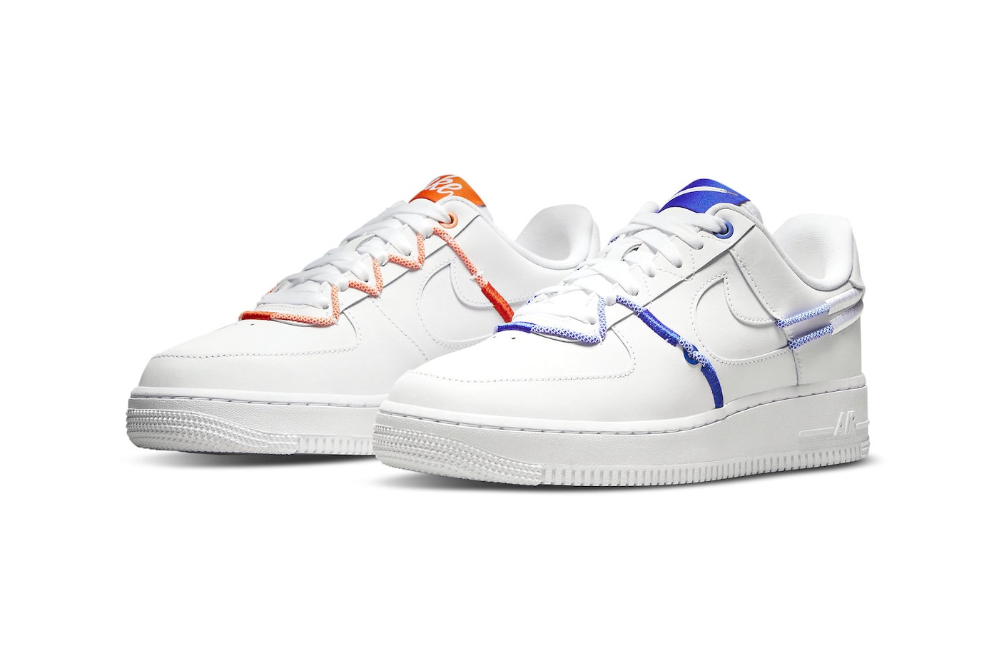Nike Air Force 1 Low LX orange blue white Lacing details leather ny knicks cut out swooshes release info date price