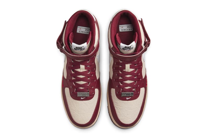 Nike Air Force 1 Mid London Official Look Release Info DO7045 600 dark red maroon cream white 020 perforated leather street sign premium materials release info 