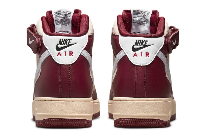 Nike Air Force 1 Mid London Official Look Release Info DO7045 600 dark red maroon cream white 020 perforated leather street sign premium materials release info 