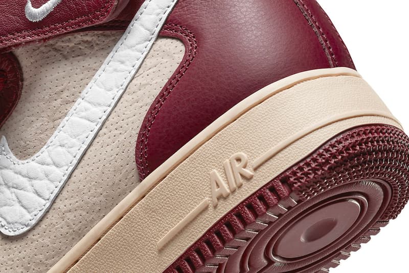 Nike Air Force 1 Mid London Official Look Release Info DO7045 600 dark red maroon cream white 020 perforated leather street sign premium materials release info 