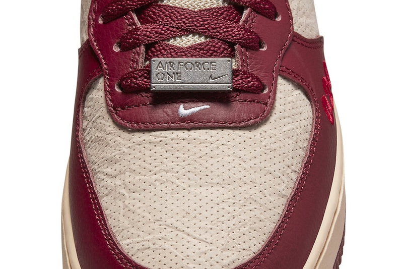 Nike Air Force 1 Mid London Official Look Release Info DO7045 600 dark red maroon cream white 020 perforated leather street sign premium materials release info 