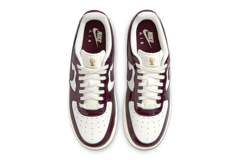 Nike Air Force 1 Low Ancient Rome Release Info dq8583 100 roman empire bust gold figurehead burgundy patent leather white yellowed aged sole unit release date info price