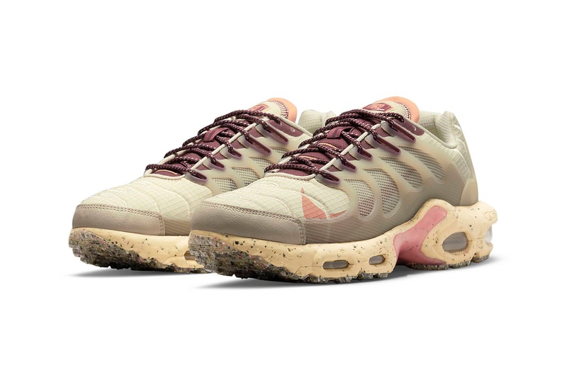 nike air max plus terrascape pearl white dark beetrot hot curry canvas release details sustainable grind waste recycled DC6078-200
