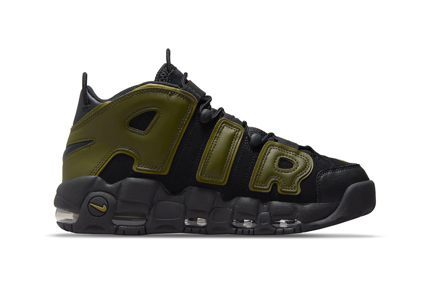 New Nike Air More Uptempo "Rough Green" Is Coming Soon DH8011-001 black green pilgrim army military garb nubuck leather